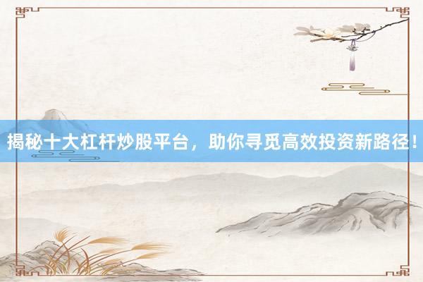 揭秘十大杠杆炒股平台，助你寻觅高效投资新路径！