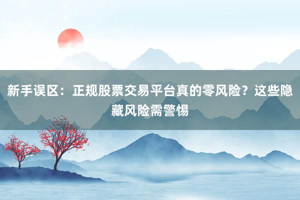新手误区：正规股票交易平台真的零风险？这些隐藏风险需警惕