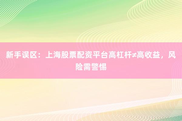 新手误区：上海股票配资平台高杠杆≠高收益，风险需警惕