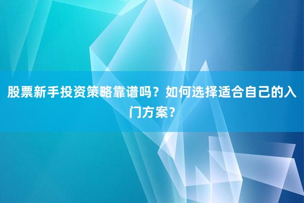 股票新手投资策略靠谱吗？如何选择适合自己的入门方案？