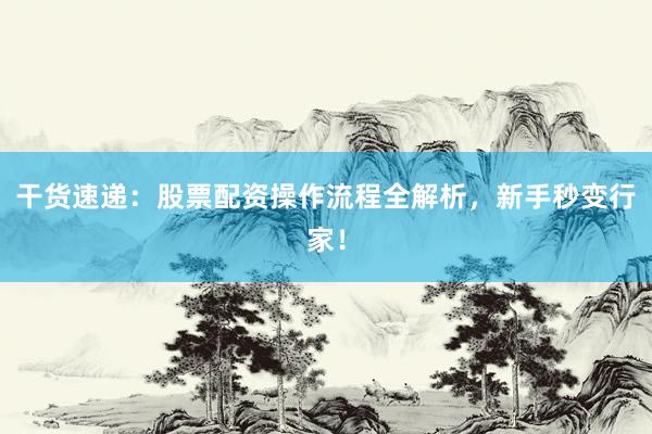 干货速递：股票配资操作流程全解析，新手秒变行家！