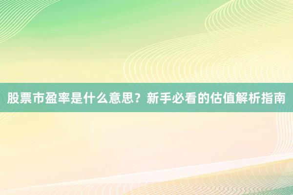 股票市盈率是什么意思？新手必看的估值解析指南