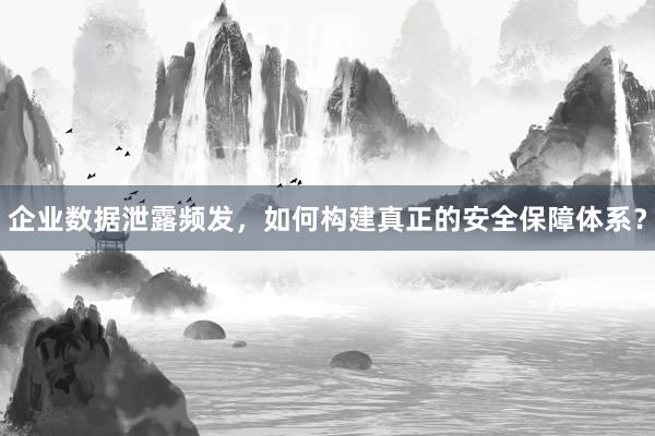 企业数据泄露频发，如何构建真正的安全保障体系？