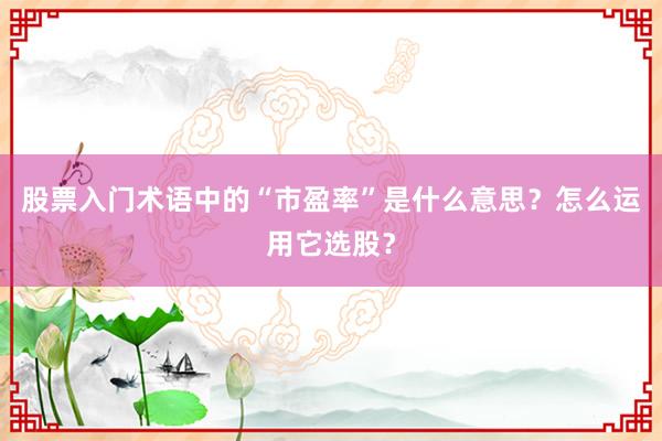 股票入门术语中的“市盈率”是什么意思？怎么运用它选股？