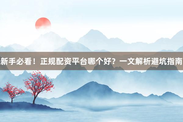新手必看！正规配资平台哪个好？一文解析避坑指南