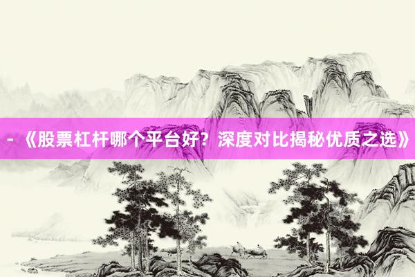 - 《股票杠杆哪个平台好?深度对比揭秘优质之选》