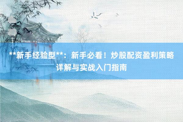 **新手经验型**：新手必看！炒股配资盈利策略详解与实战入门指南