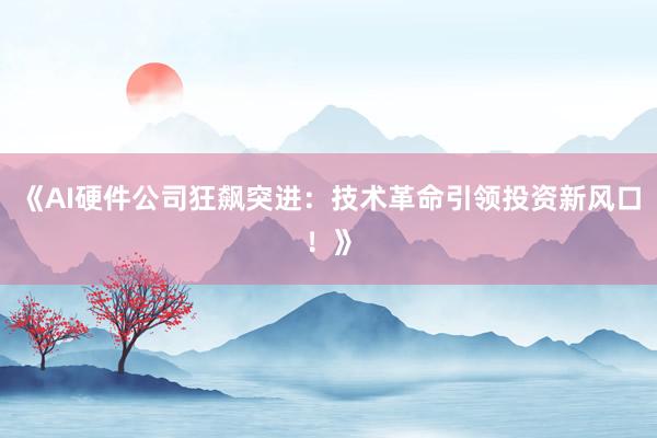 《AI硬件公司狂飙突进：技术革命引领投资新风口！》