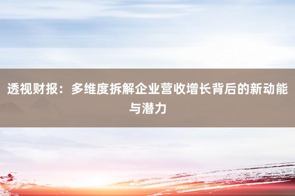 透视财报:多维度拆解企业营收增长背后的新动能与潜力