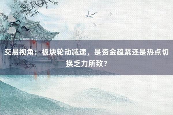 交易视角：板块轮动减速，是资金趋紧还是热点切换乏力所致？