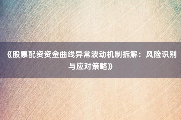《股票配资资金曲线异常波动机制拆解：风险识别与应对策略》